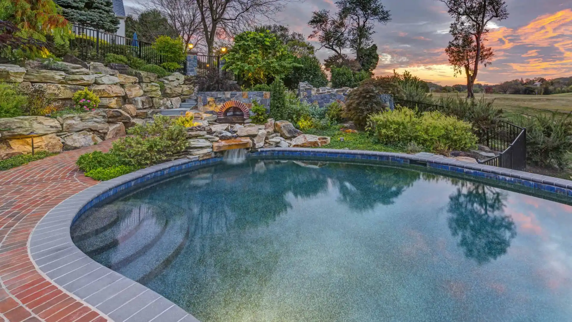 Pool side landscaping